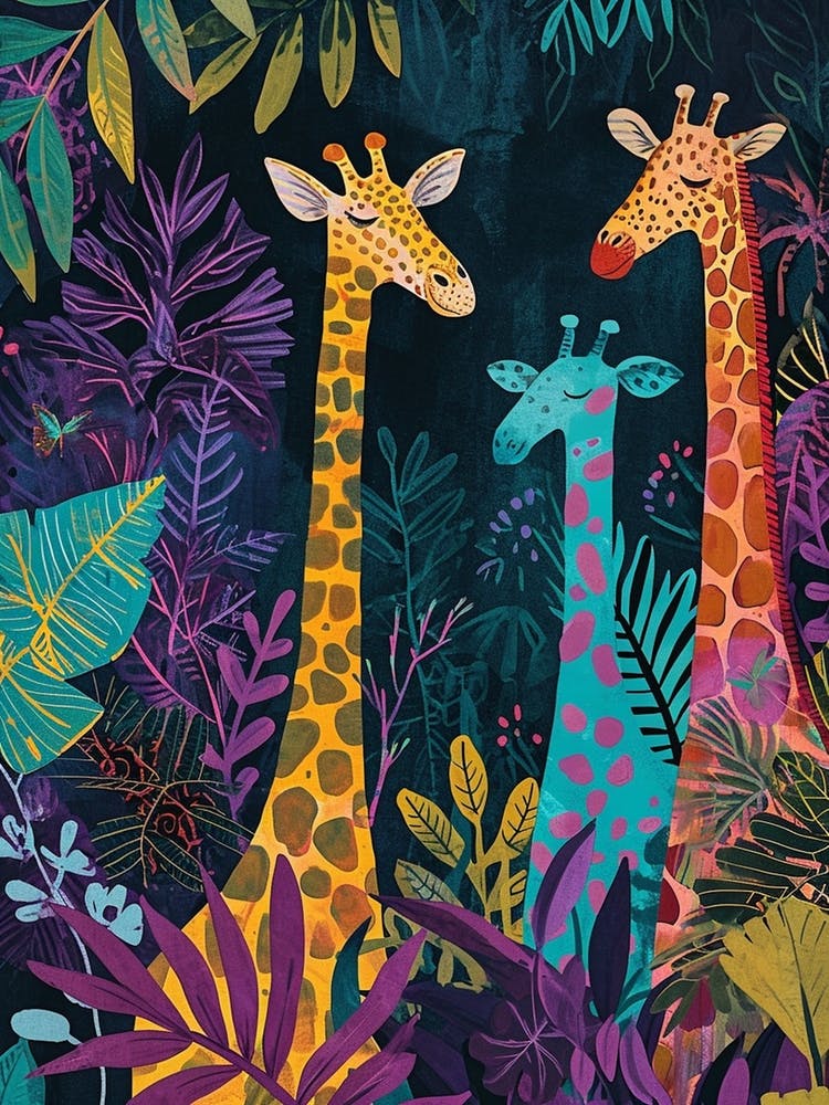 Fun Vibrant Giraffe Illustration 4