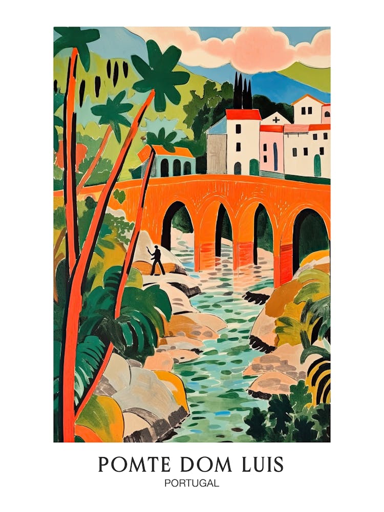 Ponte Dom Luis, Portugal Colourful 4 Travel Poster
