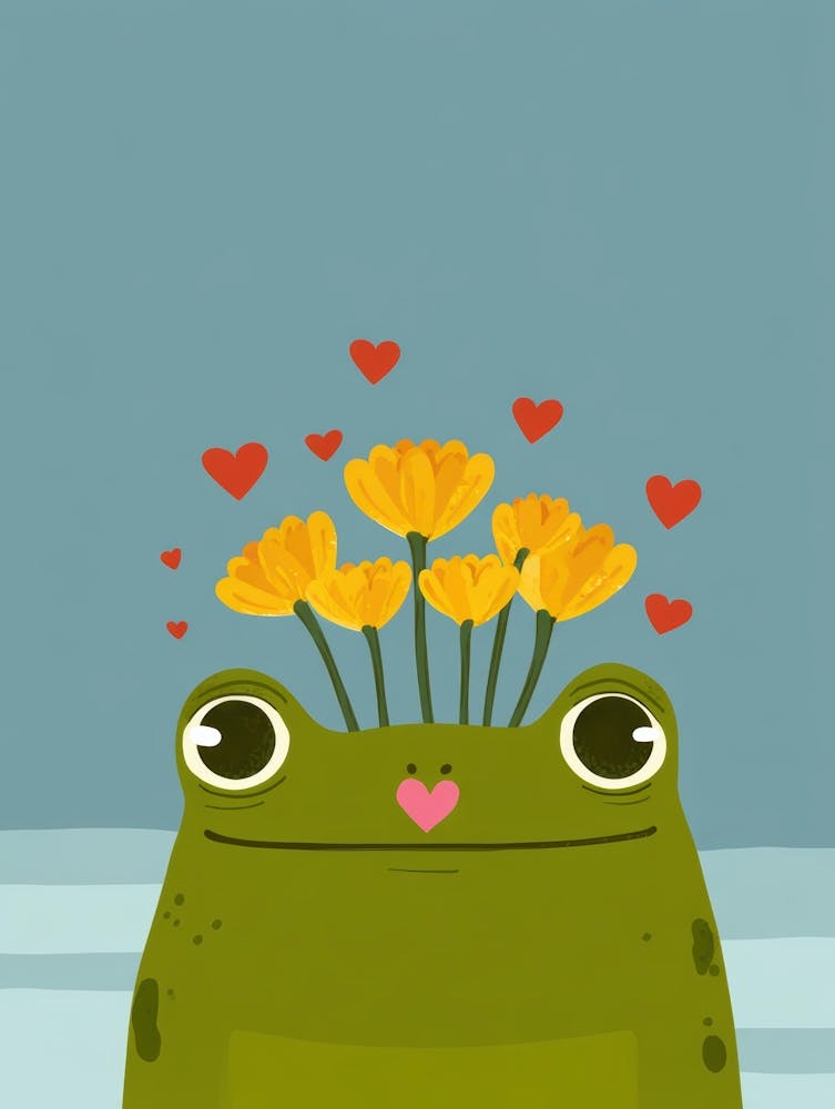 Frog With Flowers