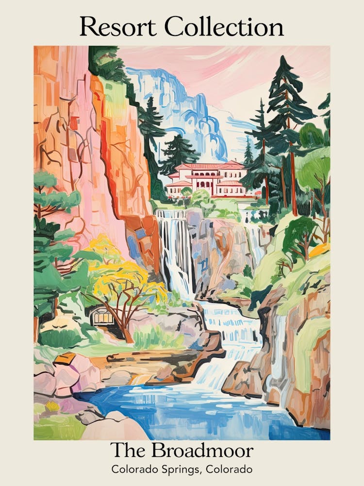 Poster Of The Broadmoor   Colorado Springs, Colorado   Resort Collection Storybook Illustration 3