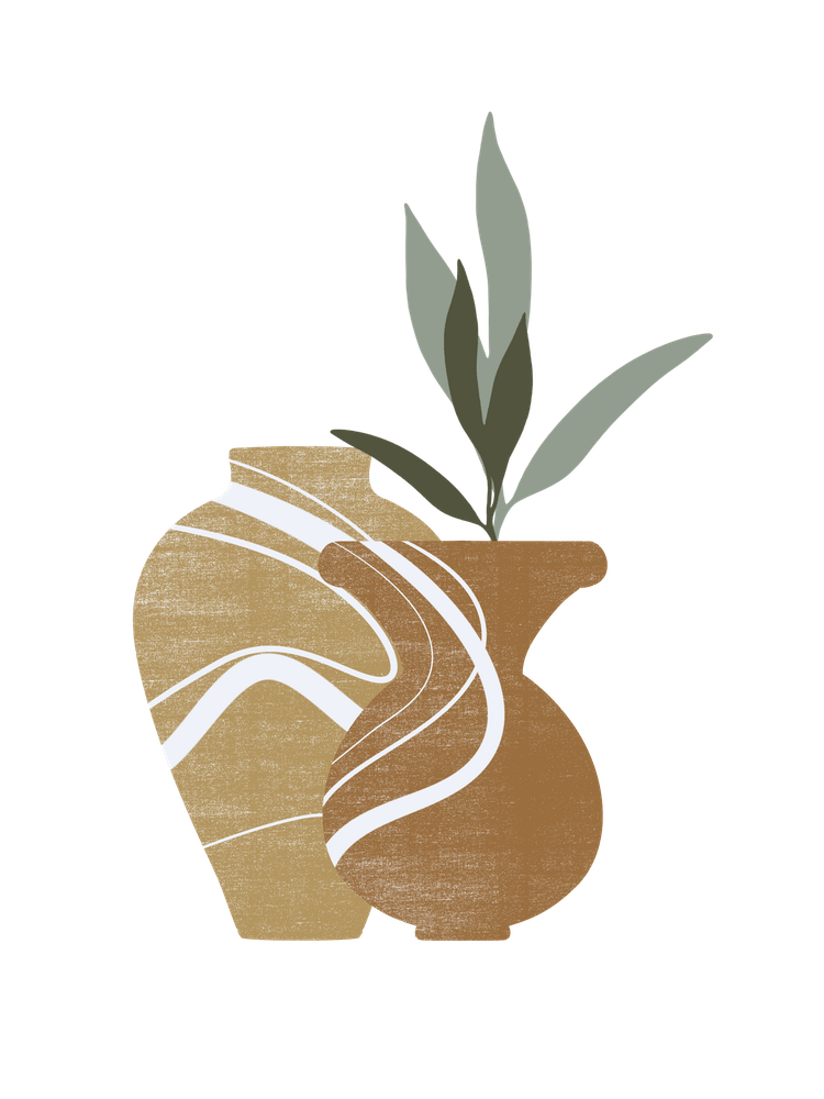 Two Vases With A Plant