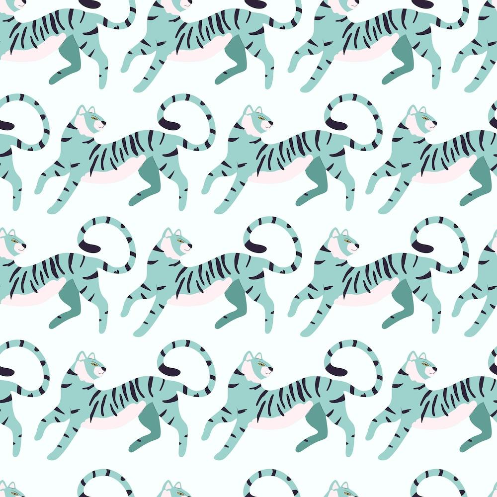 Light Blue Tiger Pattern Square