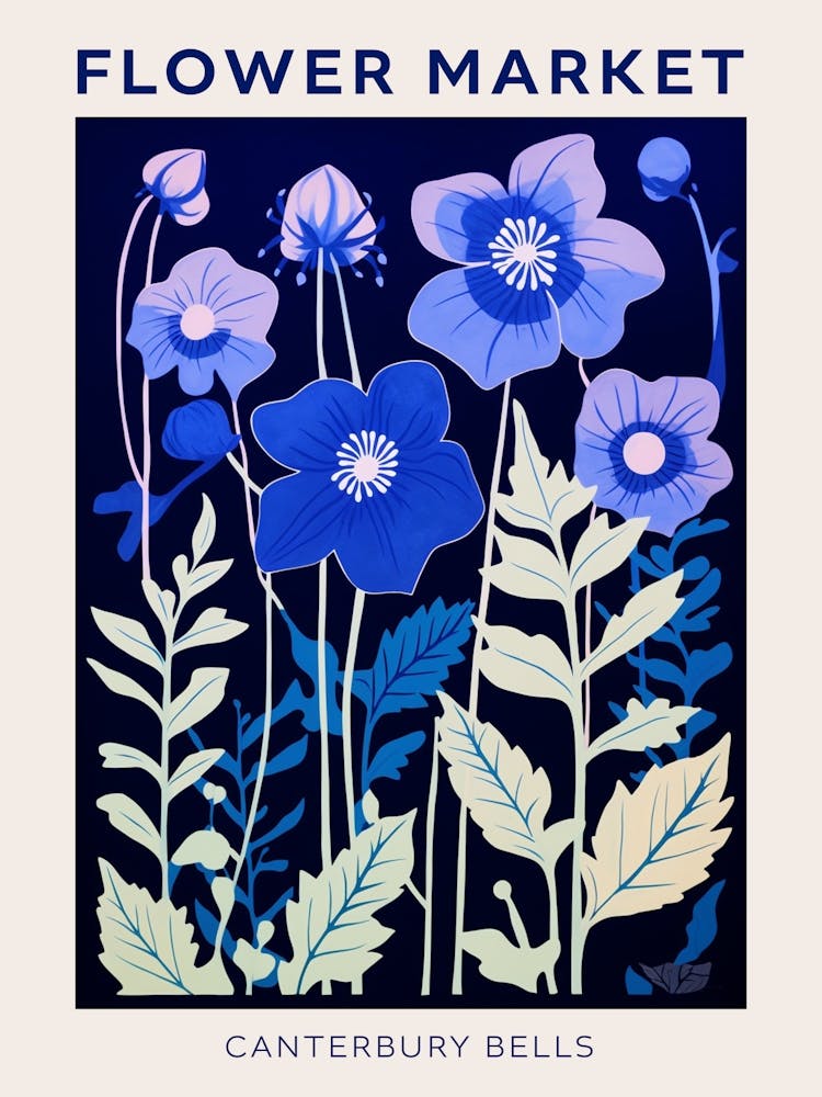 Blue Flower Market Poster Canterbury Bells 4
