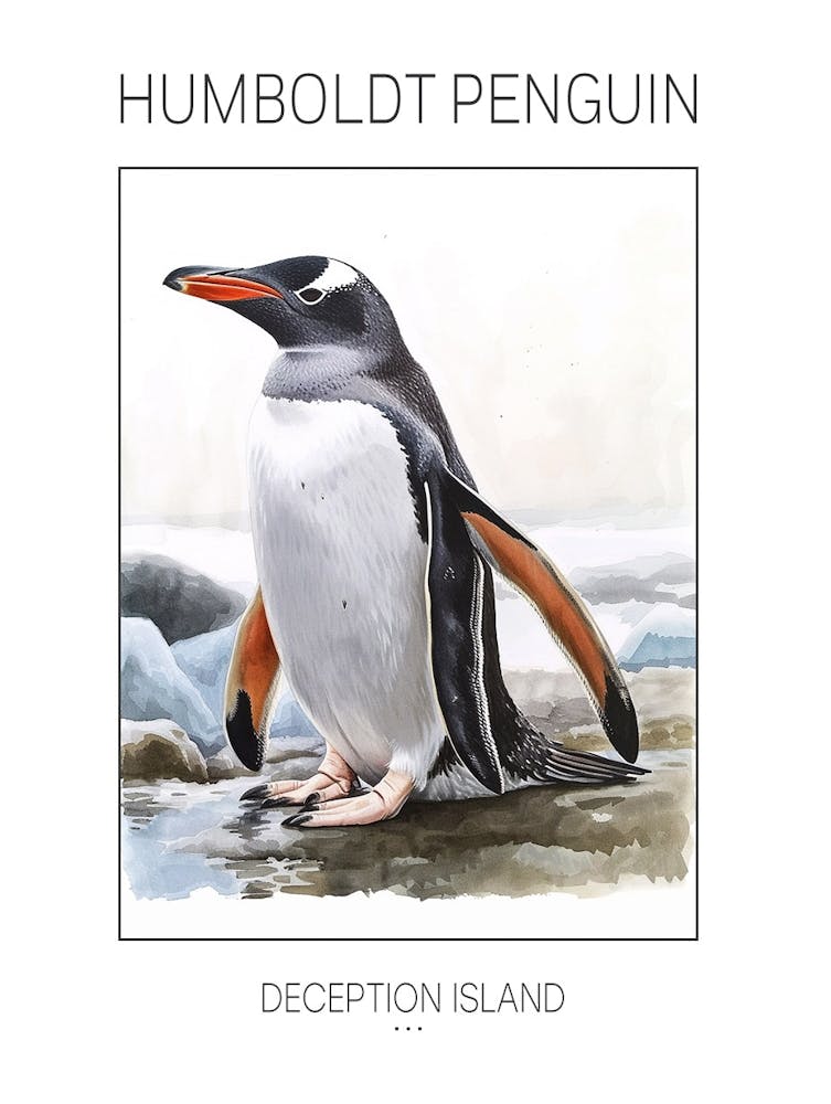 Humboldt-Pinguin Deception Island Aquarellmalerei 4 Poster