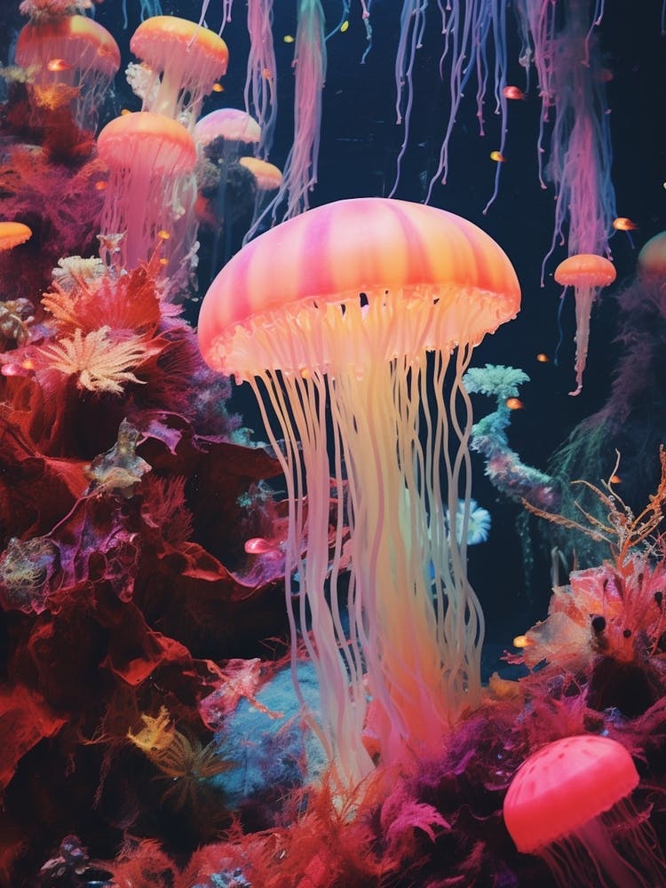 Jellyfish Retro Space Collage 3