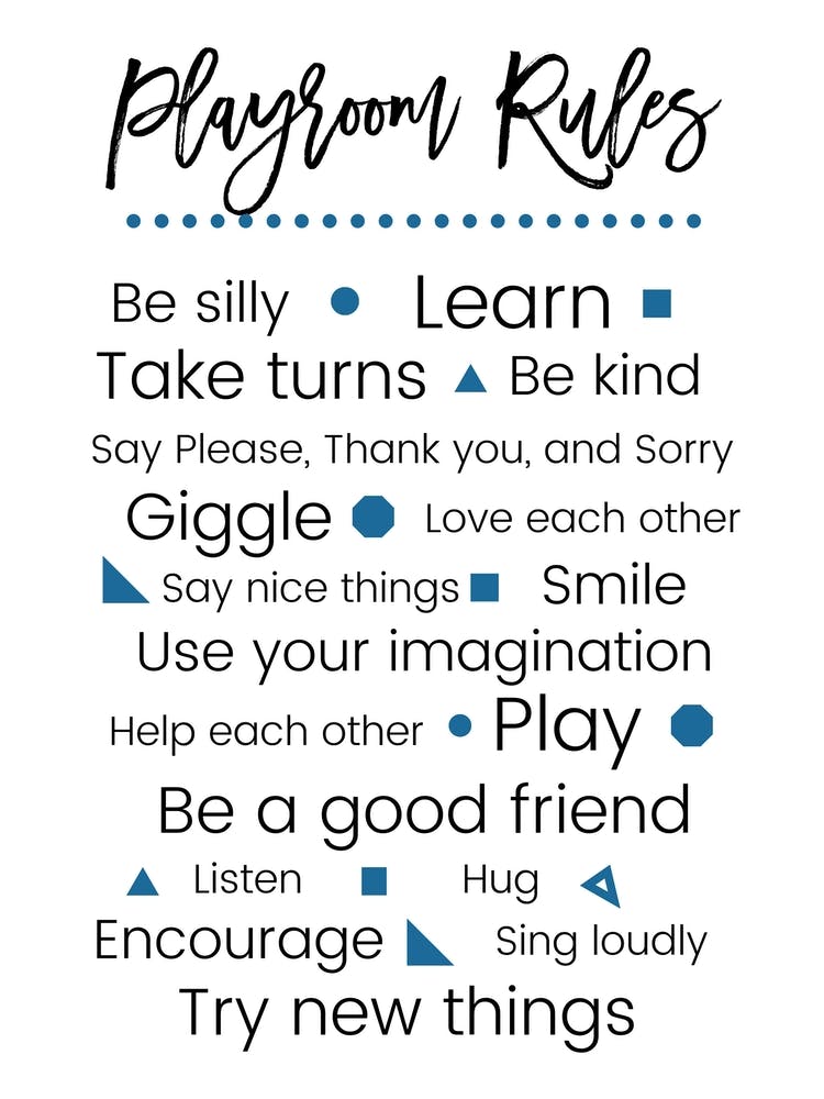 Blue Playroom Rules Art Print by Tiny Human Print Co. – Fy!