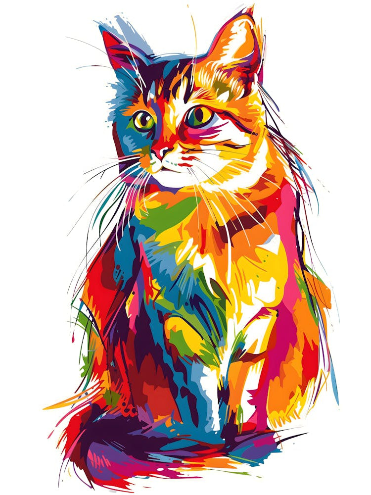 Colorful Cat Painting