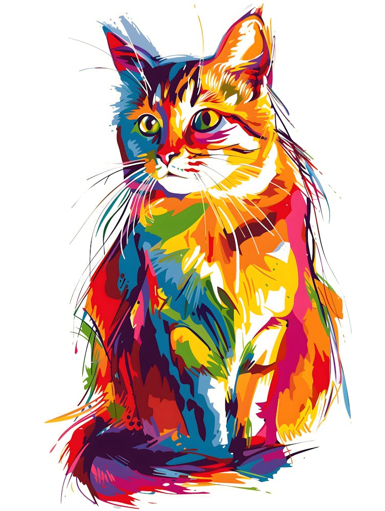Colorful Cat Painting