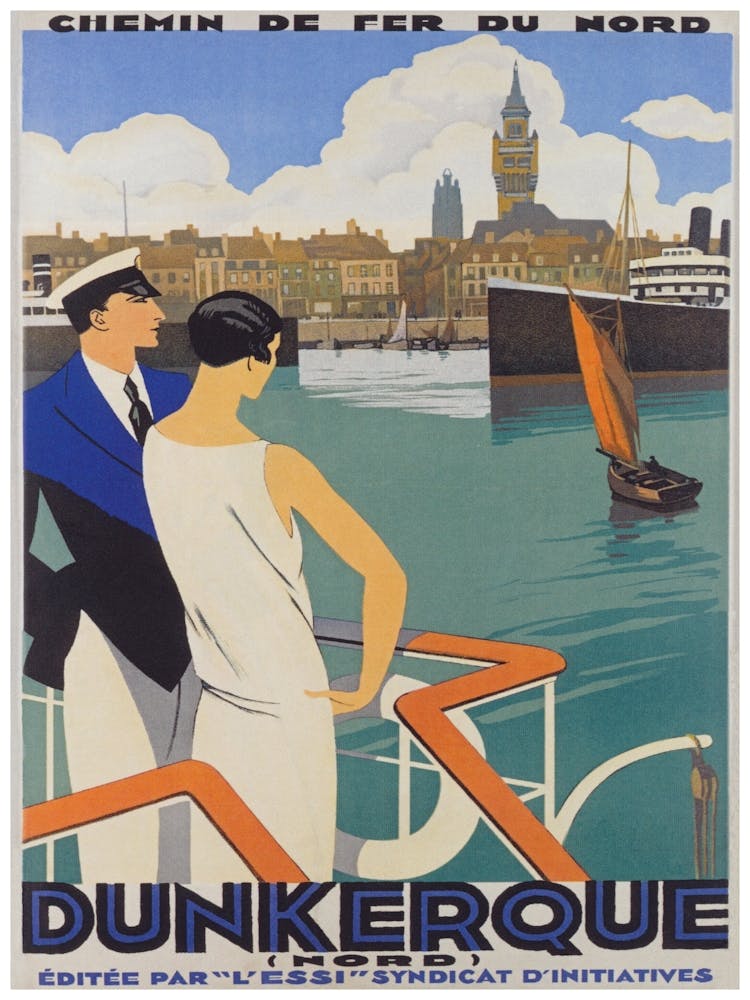 Dunkerque France Vintage Travel Poster