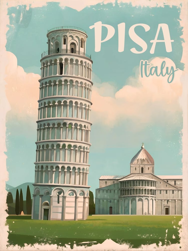 Pisa Italien - Leaning Tower, Piazza dei Miracoli Poster