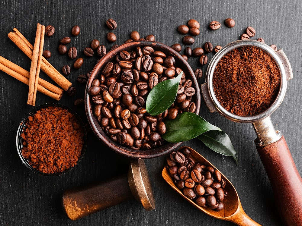 Coffee Beans And Spices— coffee poster, kitchen art print, kitchen wall decor, coffee quote, motivational poster