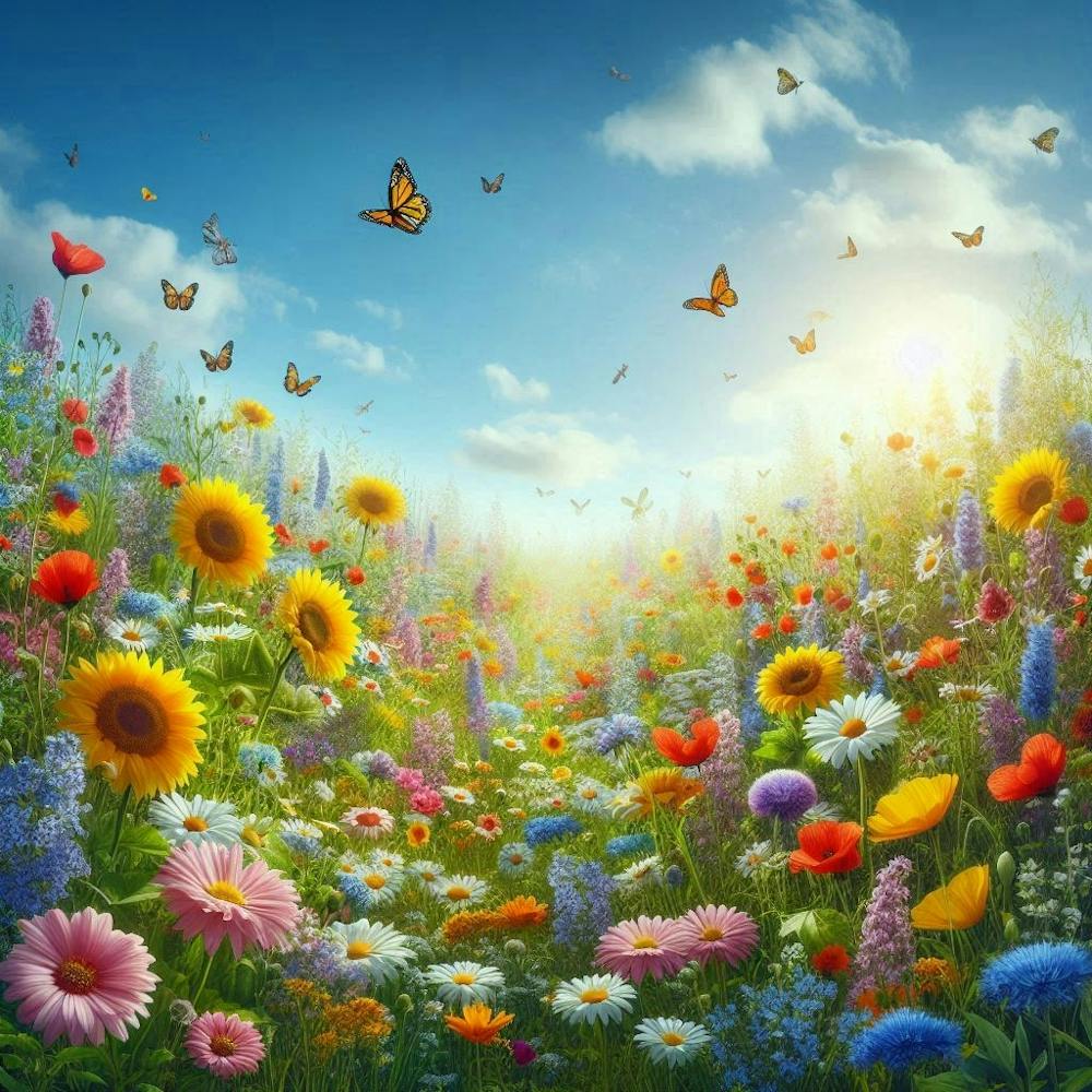 wildflower Meadow With Butterflies