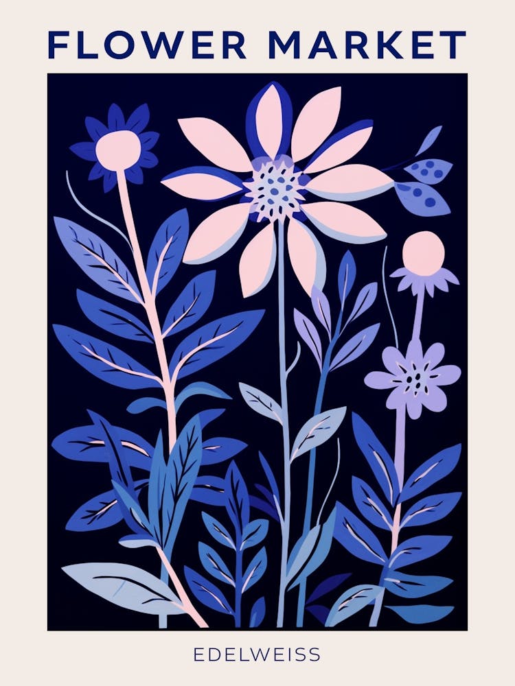 Blue Flower Market Poster Edelweiss 4