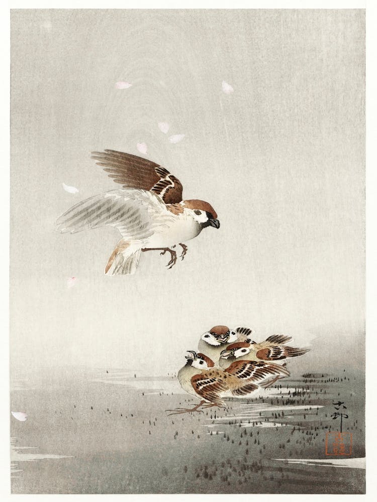Tree Sparrow With Boy (1900 1936), Ohara Koson