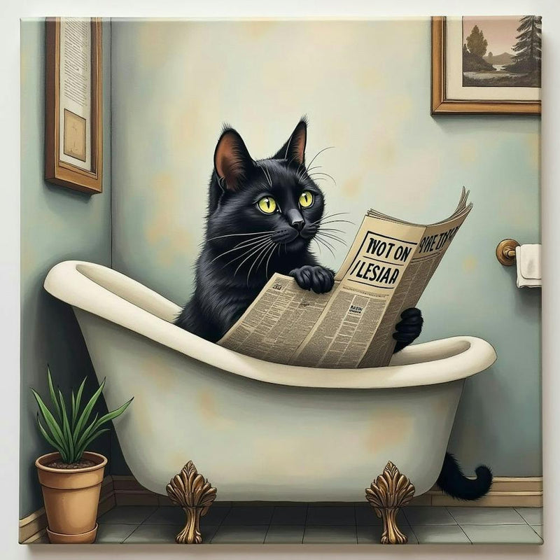 Cat Reading Newspaper 1