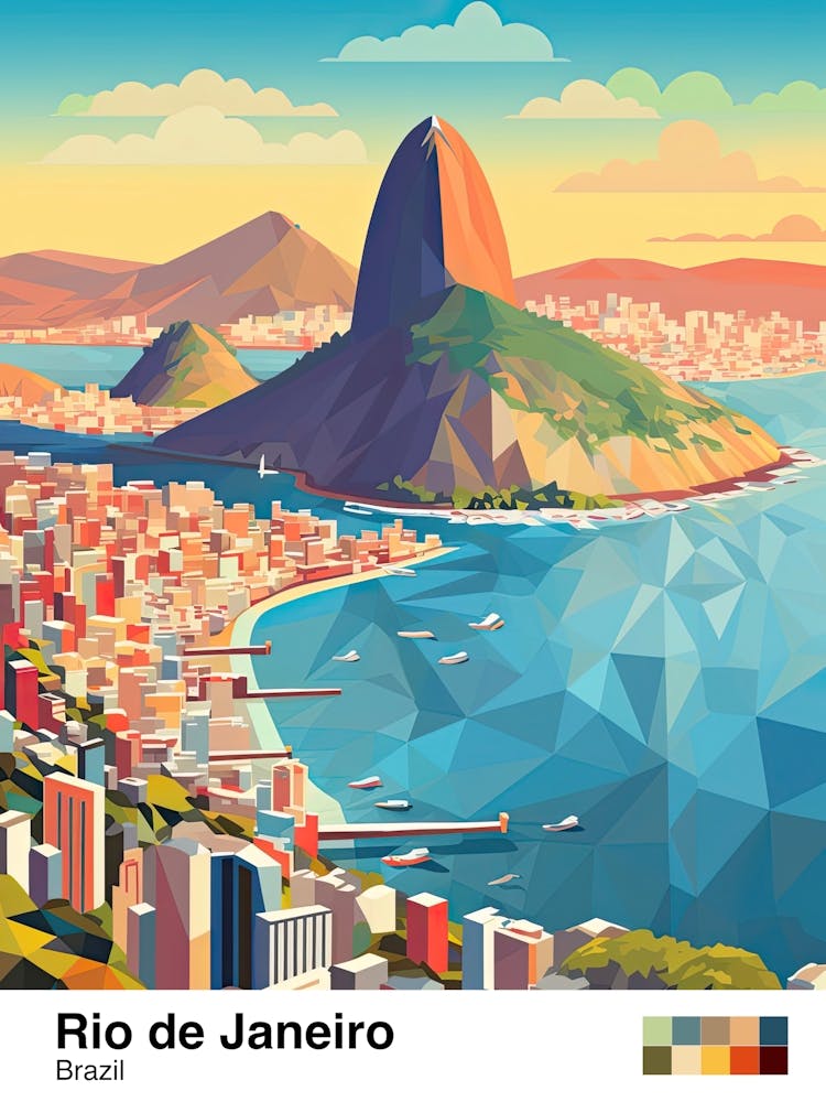 Rio De Janeiro, Brasilien, Geometrische Illustration 4 Poster