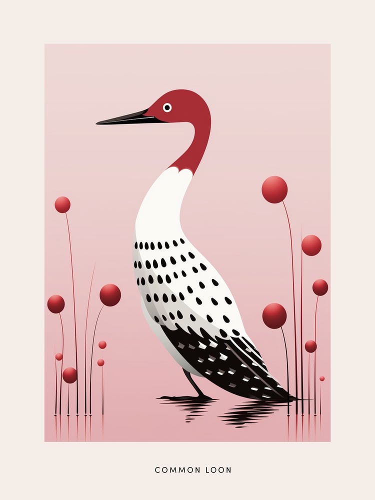Minimalist Common Loon 2 Bird Poster