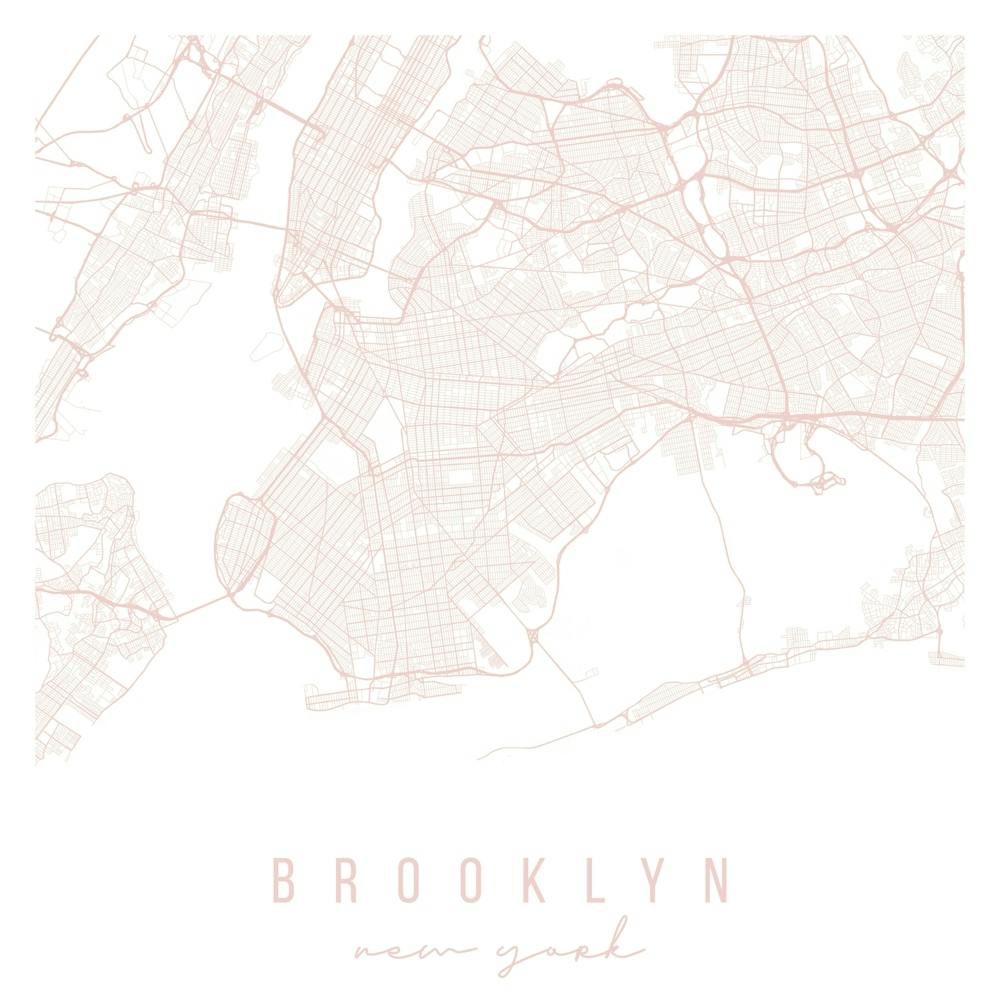 Brooklyn New York Light Pink Minimal Street Map Square
