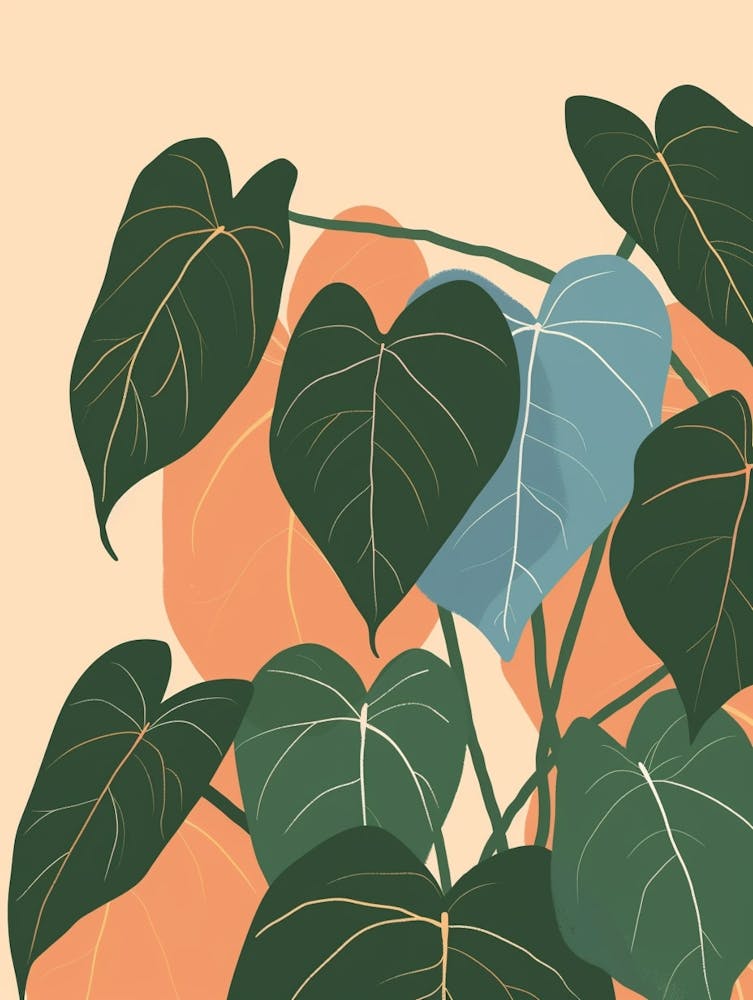 Philodendron Plant Minimalist Illustration 4