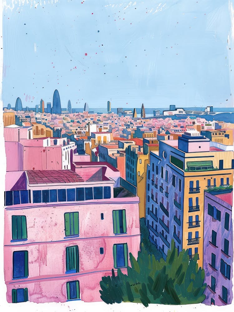 Travel Poster Happy Places Barcelona 3