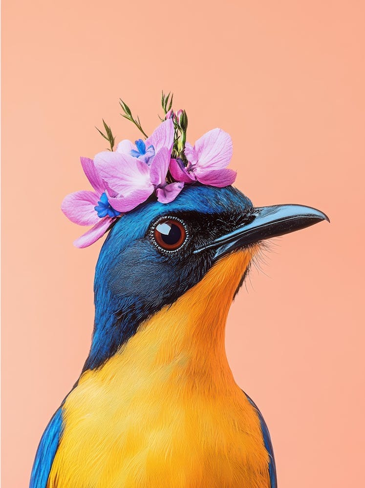 Bird With Flowers On Its Head