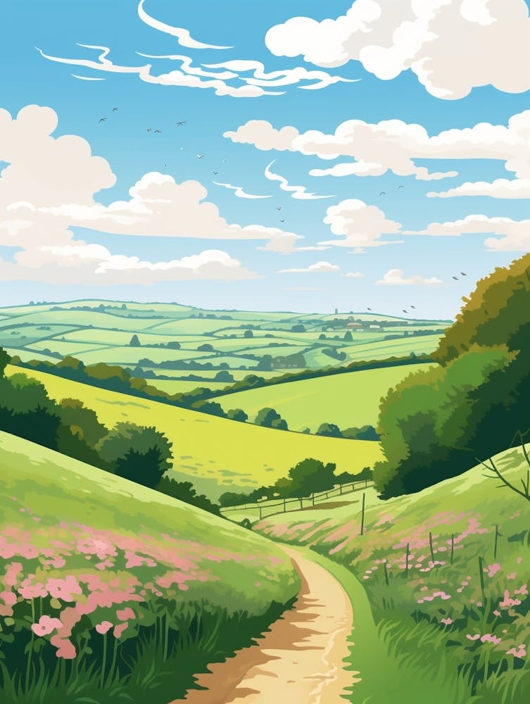 The South Downs Way England Hike Illustration