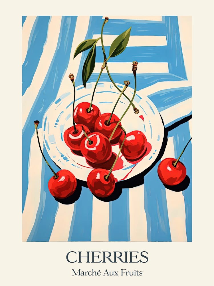 Marche Aux Fruits Cherries Fruit Summer Illustration 4