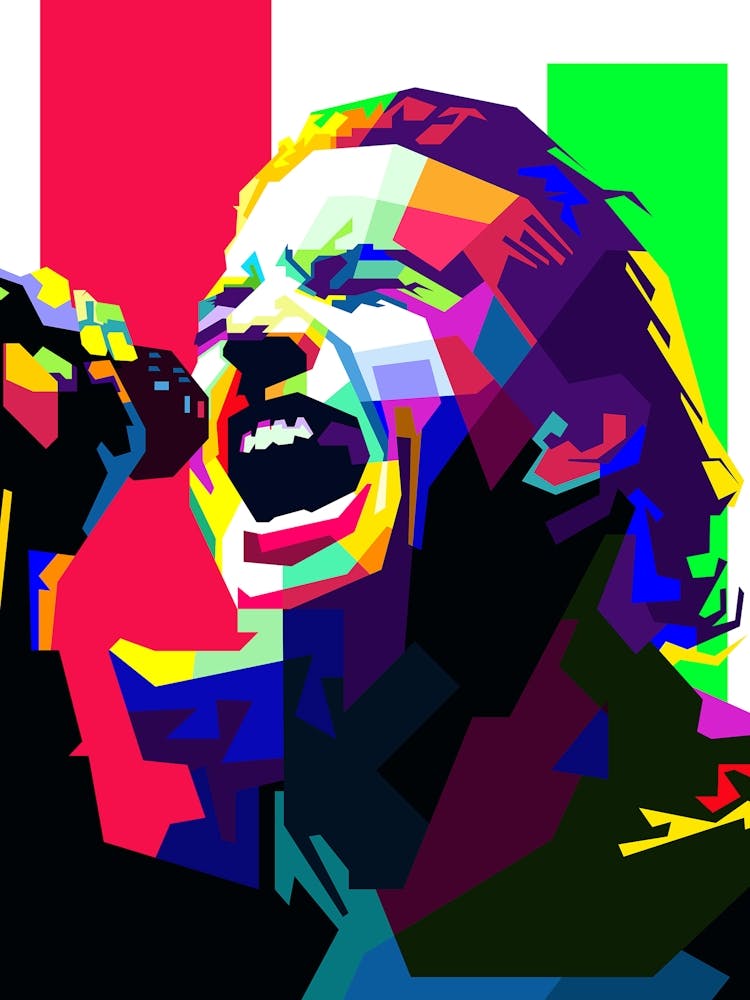 Eddie Vedder pop art WPAP style illustration is an American musician, best known as the lead vocalist and one of the guitarists for the iconic rock band Pearl Jam.