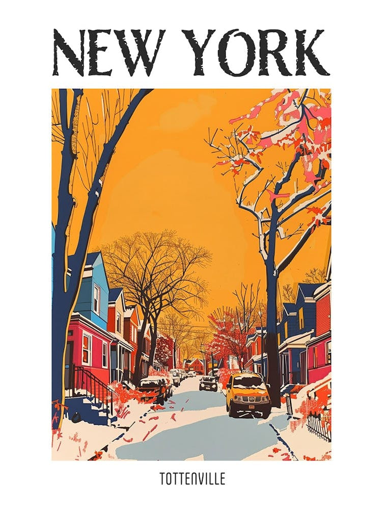 Tottenville New York Colourful Silkscreen Illustration 3 Poster