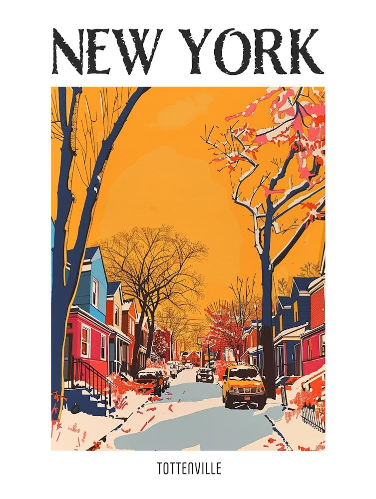 Tottenville New York Colourful Silkscreen Illustration 3 Poster