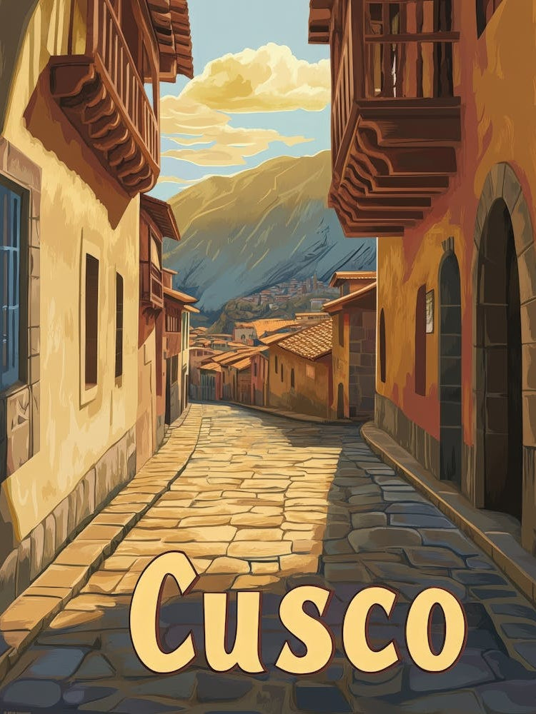 Aihrgdesign A Retro Travel Poster For Cusco Featuring The Anc D37035ba 9067 43ee 9342 Fe41436fc208 0