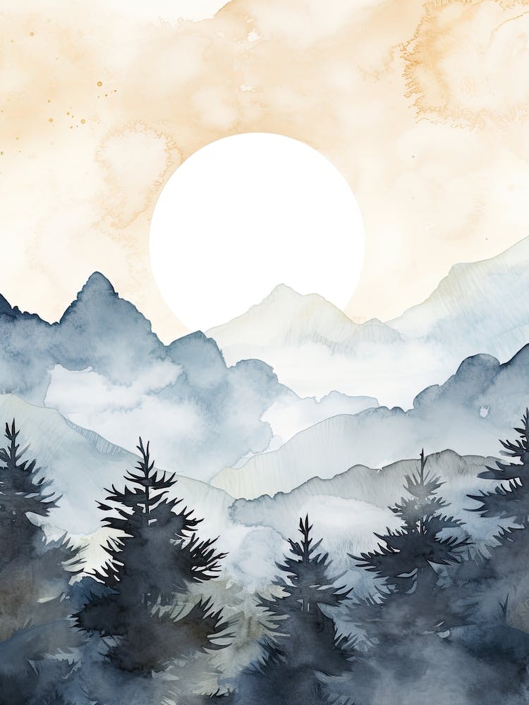 Watercolour Of Kinabalu National Park   Borneo Malaysia 0