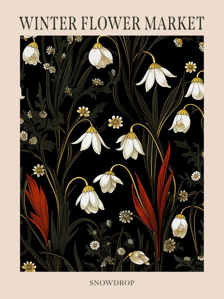 Snowdrop 2 Winter Flower Market Poster