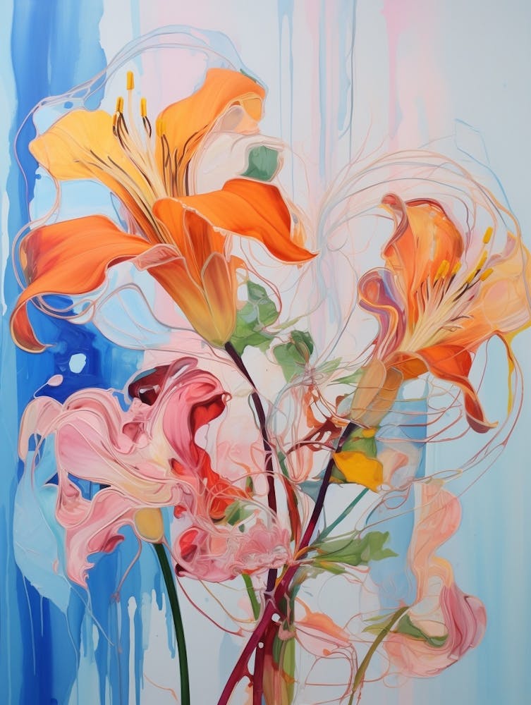 Abstract Flower Painting Gloriosa Lily 2