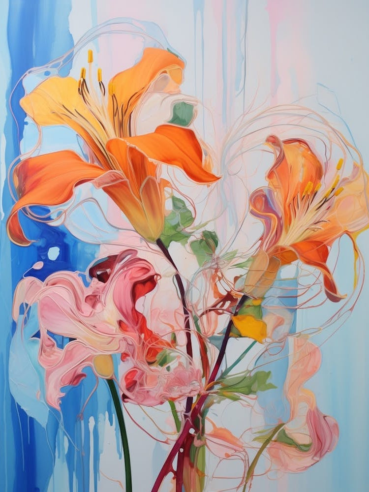 Abstract Flower Painting Gloriosa Lily 2