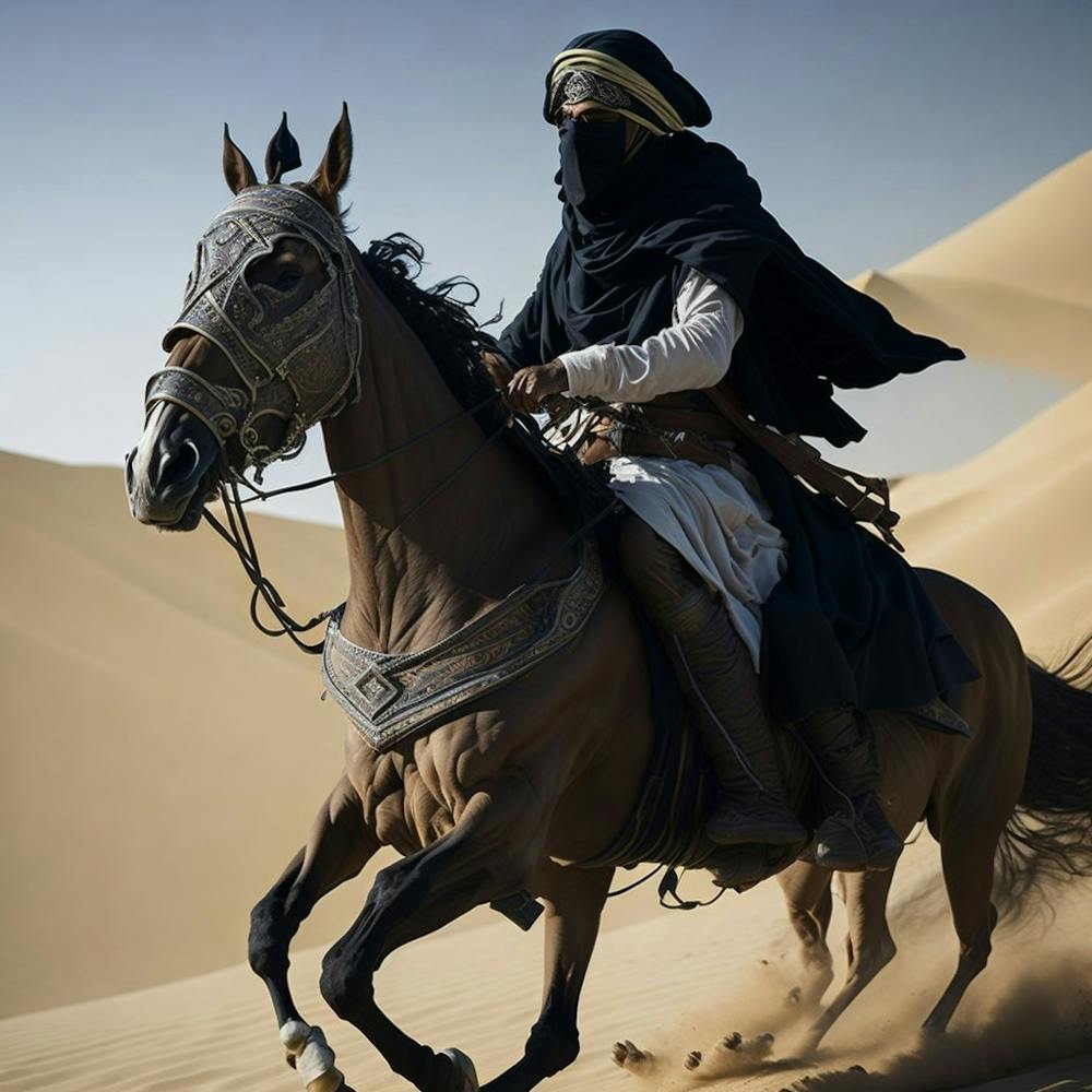 Man Riding A Horse In The Desert