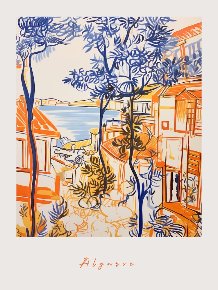Algarve Portugal 2 Orange Drawing Poster