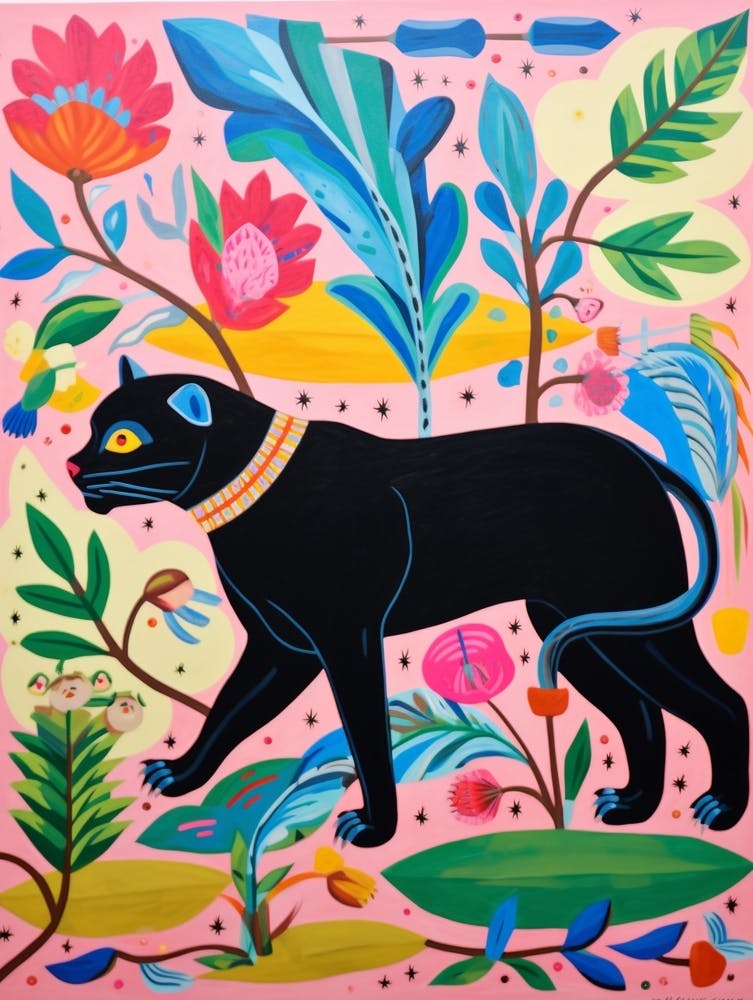 Maximalist Animal Painting Panther 2