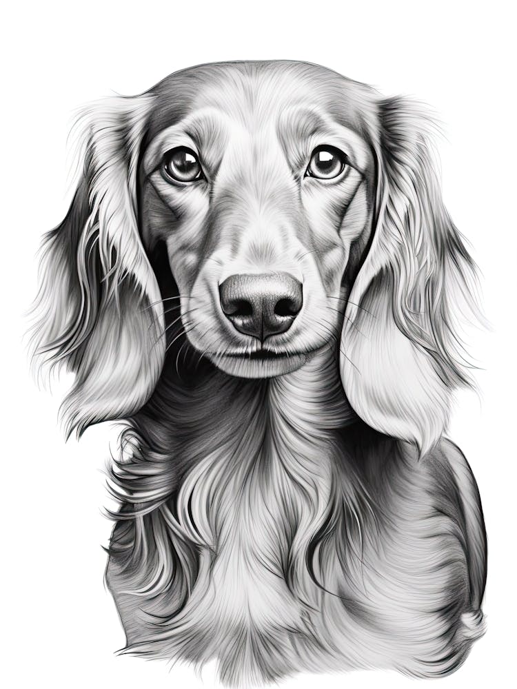 Dachshund Dog, Line Drawing 3