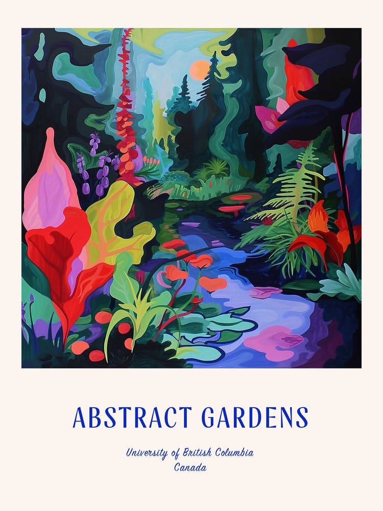 Colourful Gardens University Of British Columbia Canada 2 Blue Poster