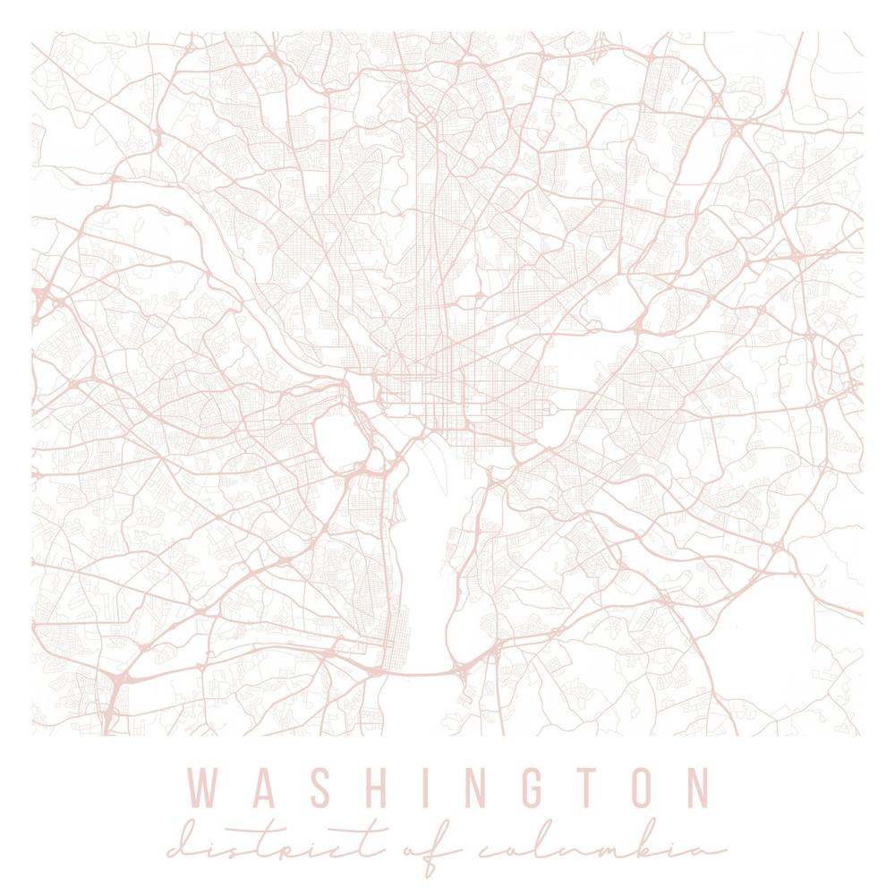 Washington Dc Light Pink Minimal Street Map Square