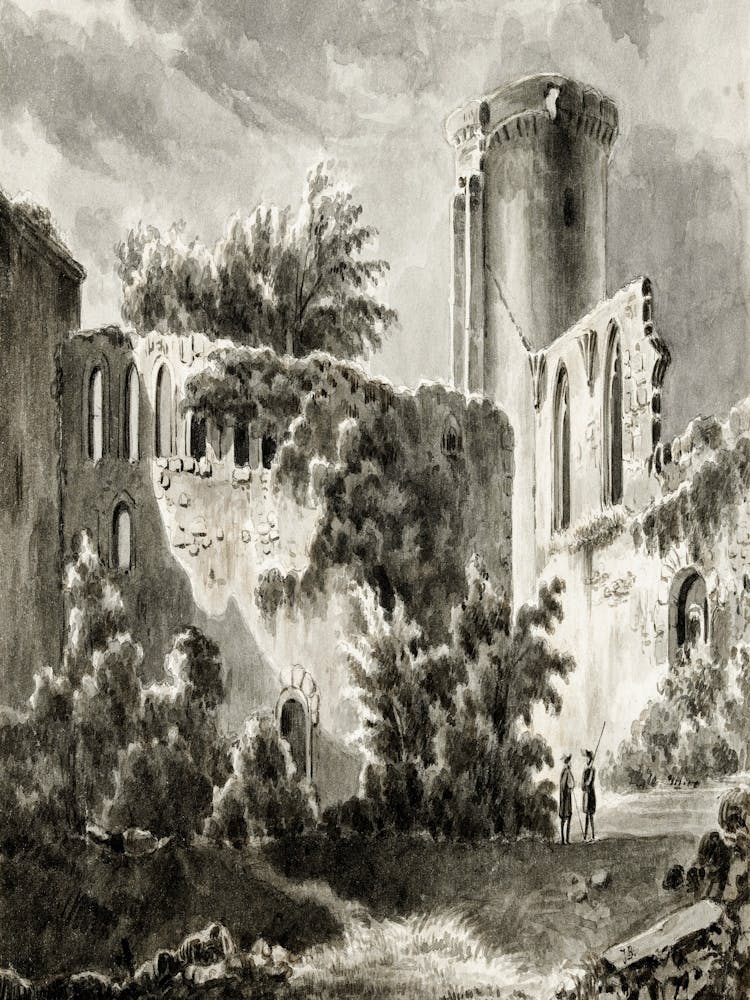 View Of The Courtyard Of Château De Botwel By Jean Bernard