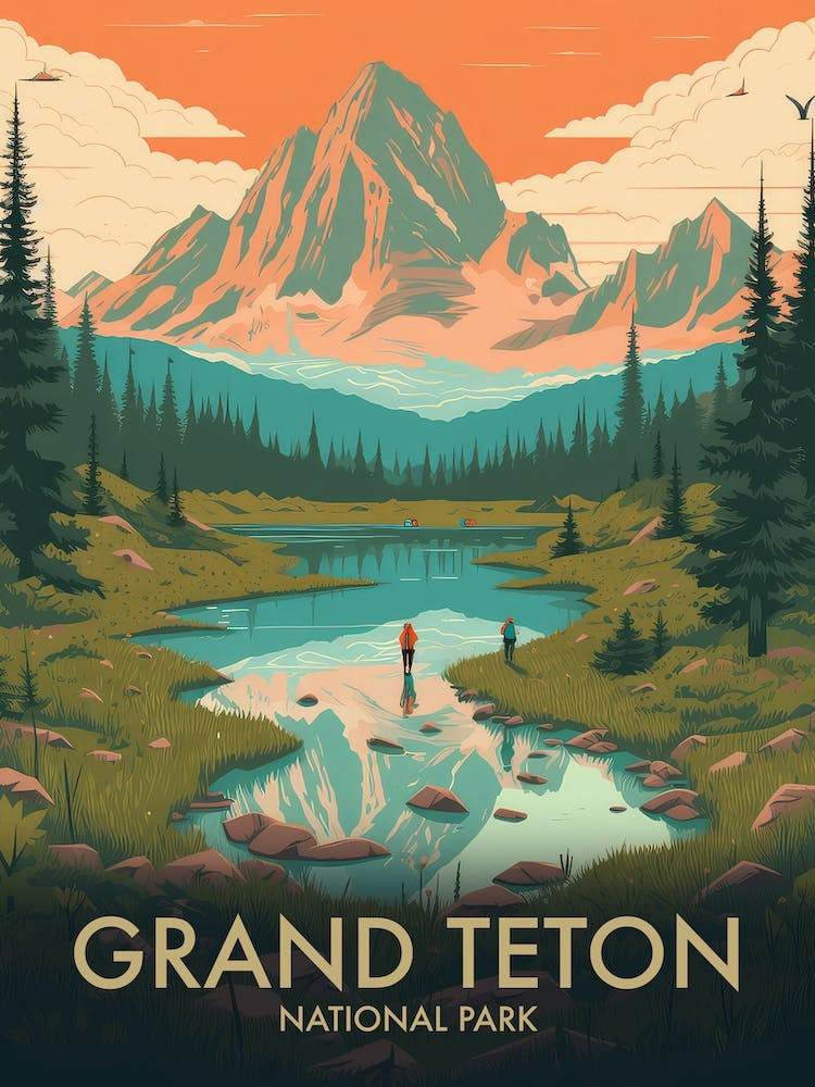 Grand Teton National Park Vintage Travel Poster 1