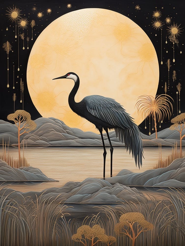 Ostrich 2 Gold Detail Painting