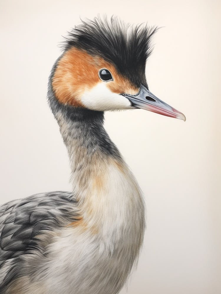 Vintage Bird Drawing Grebe 2