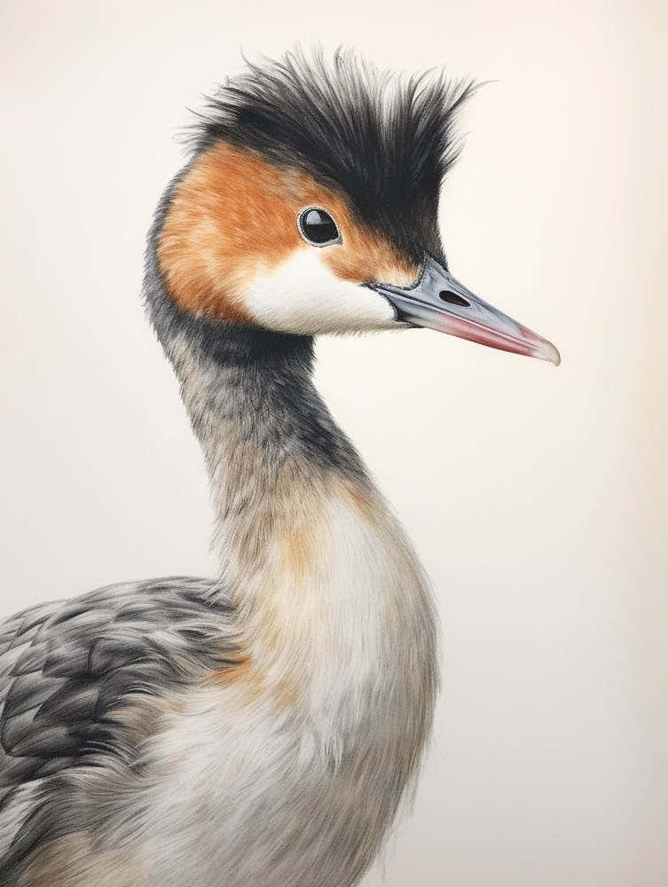 Vintage Bird Drawing Grebe 2