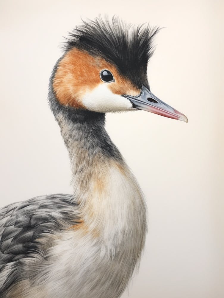 Vintage Bird Drawing Grebe 2