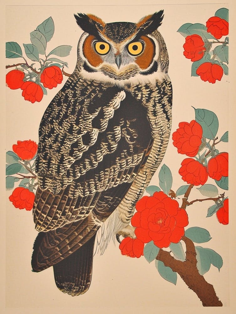 Burmese Fish Owl Vintage Illustration 5