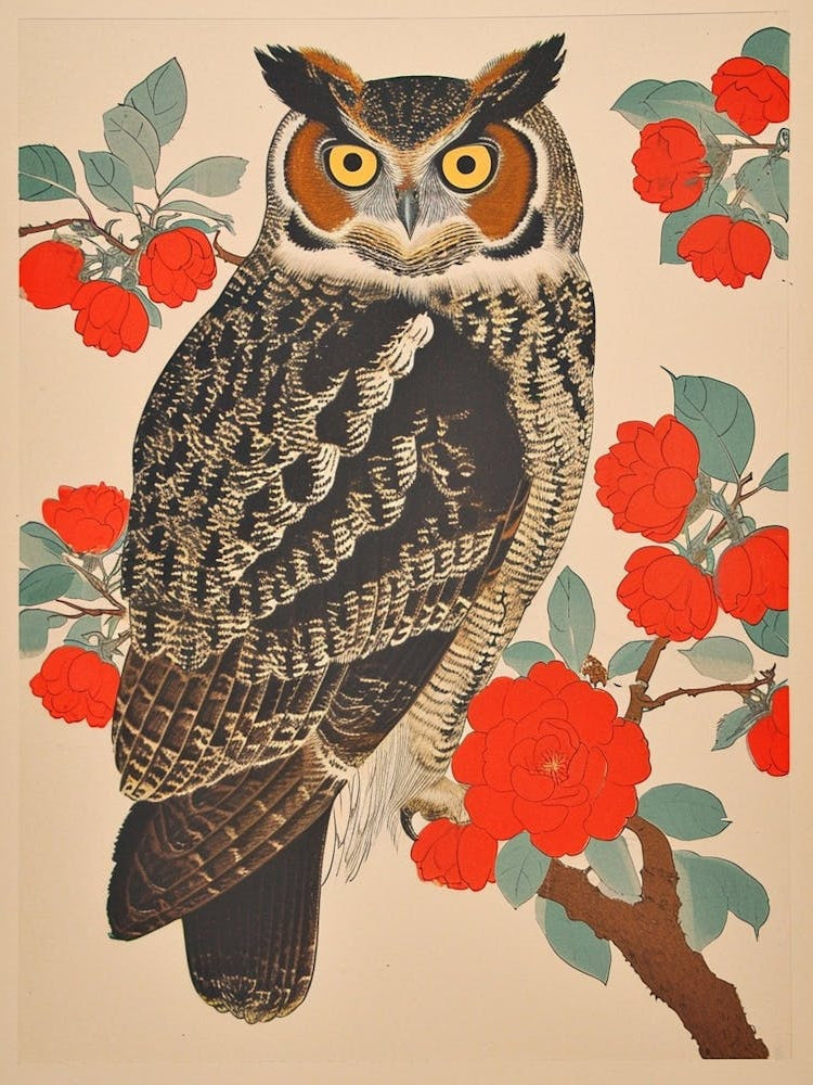 Burmese Fish Owl Vintage Illustration 5
