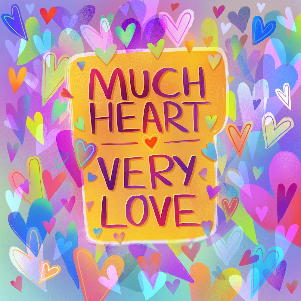 Colourful rainbow hearts of good vibes love